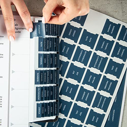 DIVERSEBEE Laminated Bible Tabs (Large Print, Easy to Apply), Bible Study Journaling Supplies, Index Book Tabs for Women and Men (Navy) - color: Navy