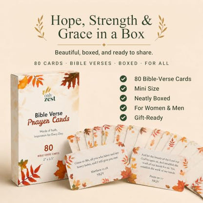 80 Unique Bible Verse Cards - Mini Scripture Cards for Women - color: Autumn