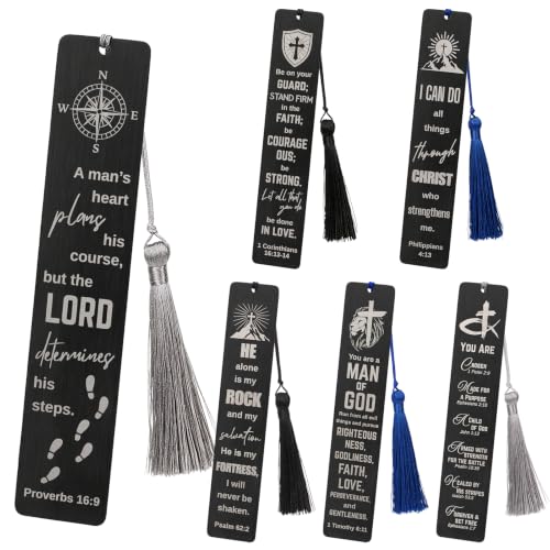 kilofly 6 Pcs Religious Christian Gifts Bible Verse Scripture Quotes Bookmarks, Strength - style: Blk - Strength