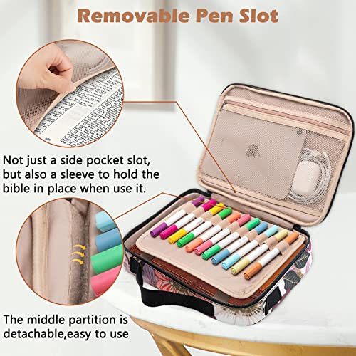 Bible Cover for Women, Large Bible Case with Handles, Bible Bag & Organizer