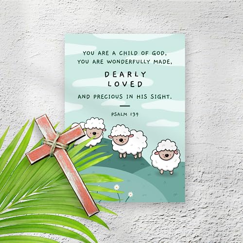 Cute Baptism Card - Religious Christian Bible Quote, Christening, First Communion, Confirmation, or Wedding Card - Prayer & Inspirational Card, Blank Inside, Thoughtful Gift (You are Wonderfully Made, Dearly Loved) - color: You Are a Child of God, You are
