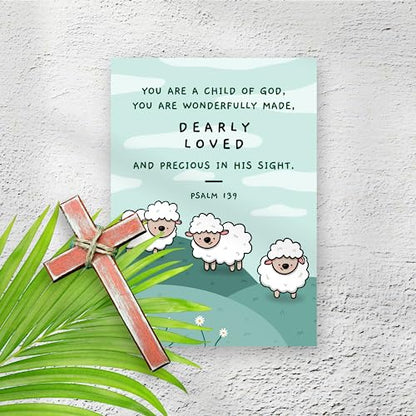 Cute Baptism Card - Religious Christian Bible Quote, Christening, First Communion, Confirmation, or Wedding Card - Prayer & Inspirational Card, Blank Inside, Thoughtful Gift (You are Wonderfully Made, Dearly Loved) - color: You Are a Child of God, You are