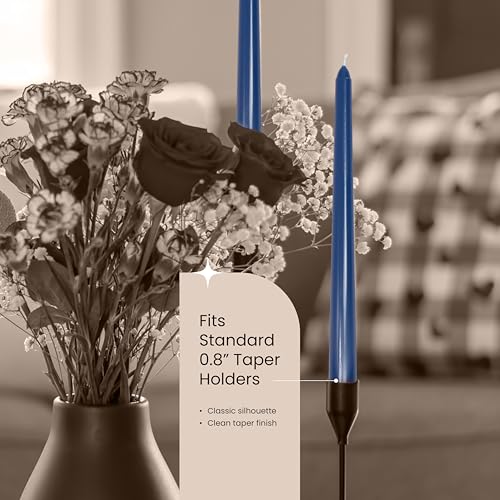 Leor & Lair Dark Blue Taper Candles, 12 Pack, 10" - color: Blue