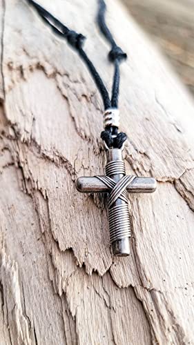 BlueRica Wrapped Cross on Adjustable Cord Necklace - color: Black