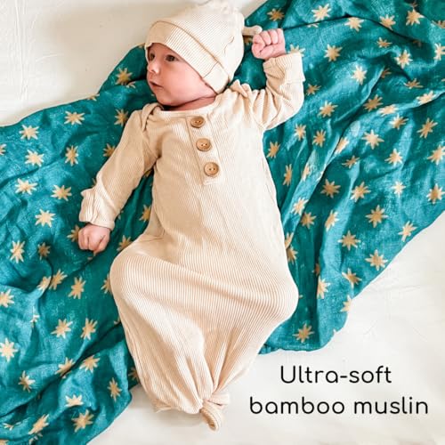 Our Lady of Guadalupe Catholic Baby Swaddle | Mary's Mantle Soft & Luxury Baby Muslin Cotton Swaddle Blanket | Newborn Essentials for Girls and Boys | 47" X 47" Our Lady of Guadalupe Stars Swaddle