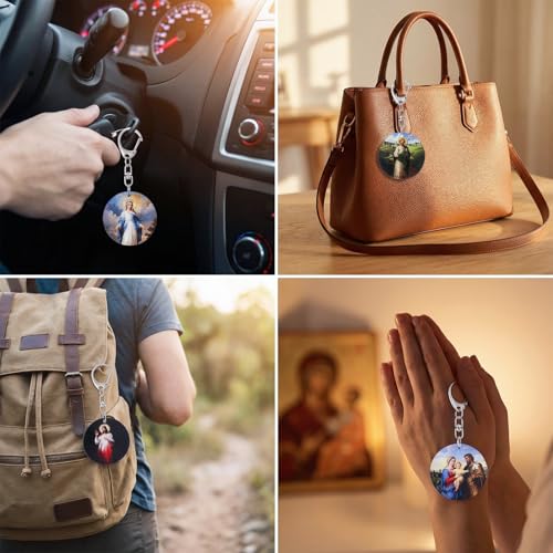 50 Pcs Christian Keychain, Catholic Gifts Bulk Religious Acrylic Saint Keychains for Believers, Church Prayer Groups, Baptism Confirmation Souvenirs for Women Men