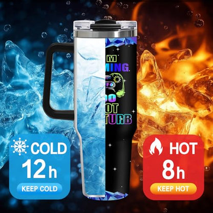 40oz Gamer Insulated Tumbler, Gaming Gifts for Boys Teenager Men, Gradient Gamepad Coffee Mug, Double Wall Stainless Steel Travel Cup with Handle Straw, Game Controller Present for Son Teen Birthday - color: Game-D-76