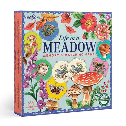 eeBoo Life in a Meadow Memory & Matching Game, Ages 3+, 1-4 Players - style: Life in a Meadow