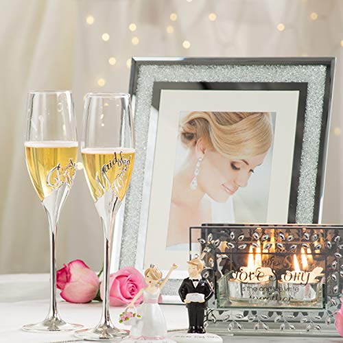 Pavilion Gift Company Glorious Occasions Crystal Wedding Picture Frame, 5" x 7", White - color: White