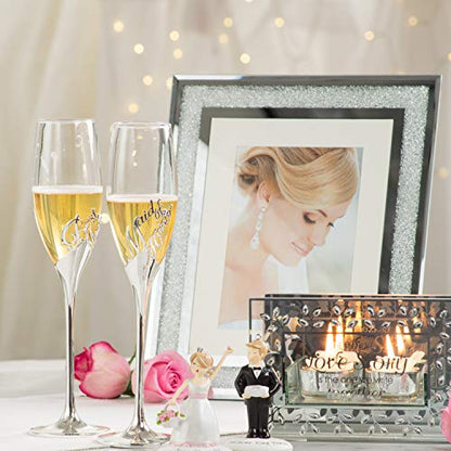 Pavilion Gift Company Glorious Occasions Crystal Wedding Picture Frame, 5" x 7", White - color: White