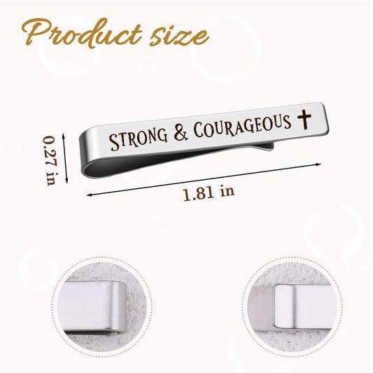 Novelty Mens Tie Clip for Wedding Graduation Gift for Him Son Grandson Birthday Christmas Gift Tie Clips for Dentist Pilot - style: strong & courageous