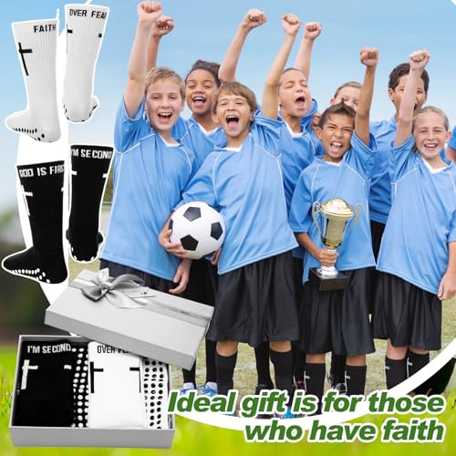 Chicingyou 6 Pairs Cross Grip Soccer Socks Religion Crew Socks - color: Black, White