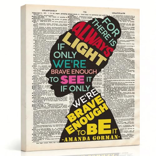 RTVJTERQ Amanda Gorman Quote Canvas Wall Art, Heartwarming Empowerment Gift, Brave Enough Light Print, 8x10 Inches Ready to Hang, Bedroom Office Wall Decor - color: Quote 09