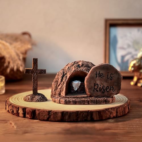 Empty Tomb with Cross Decorations - Nativity Scene Set He is Risen