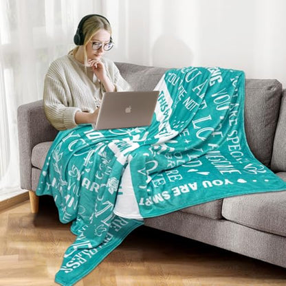 Healing Hug Blanket 60"x50", Encouragement Inspirational Thinking of You Gifts for Women, Chemotherapy Must Haves, Get Well Gifts for Women After Surgery, Teal - color: You Are-teal