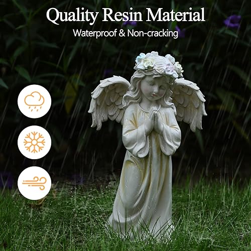 Angel Garden Statue, Memory Guardian Solar Decor with Warm Light - style: Praying Angel