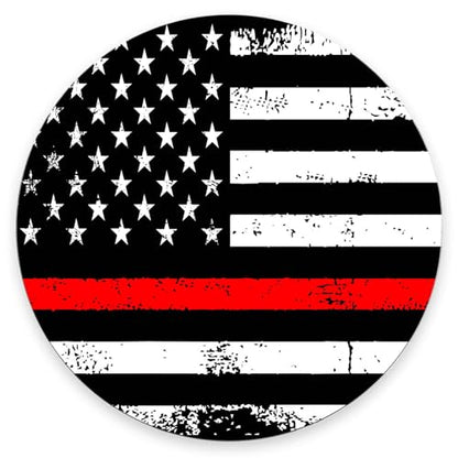 Round Mouse Pad,Fire Fighter Thin Red Line Flag Mouse pad,Custom Small Mouse Pads with Designs,Portable Office Non-Slip Rubber Base Wireless Mouse Pad for Laptop 7.9×7.9×0.12 inches - color: Fire Fighter Thin Red Line Flag