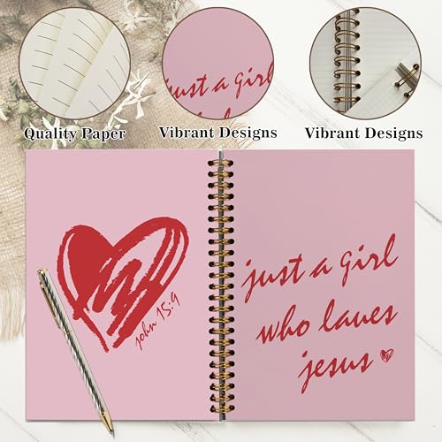 Christian Notebook Journal - Just a Girl Who Loves Jesus Christian Gifts for Women, Inspirational Bible Journal Notebooks for Note Taking, Bible Study, Prayer & Church Notes, A5 Spiral Notebook (Just a Girl-PINK) - color: Just a Girl-PINK