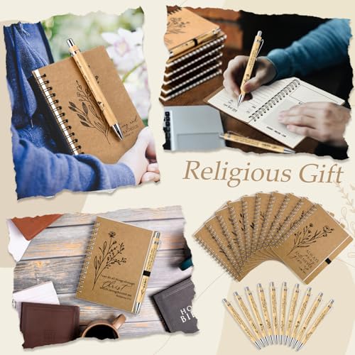 Resurhang 20 Sets Christian Gifts Bulk Bible Verse Spiral Notebook and Bamboo Pen Religious Journal Church Gifts for Grandparents Pastor Clergy Women Sunday School Teacher Members (Special Style) - style: Special Style