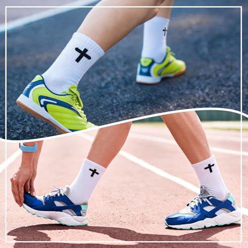 Christian Cross Socks for Men Women Jesus Prayer Sock, 6/9 Pairs - color: White
