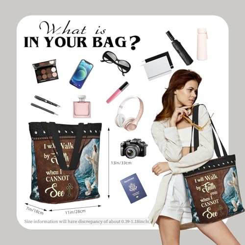 Bible Tote Bags for Women Christian Tote Bag Religious Church Bags for Women Organizer Christian Gift With Zipper - color: Jesus