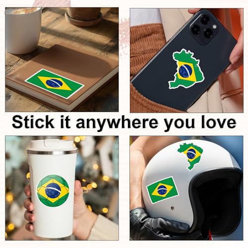 [3PCS] Brazil Flag Sticker Country Decal International Travel Collection - color: Brazil Flag