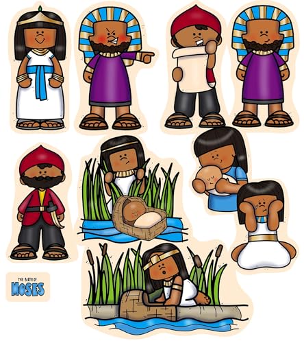 Baby Moses Felt Figures for Bible Flannel Board Stories 11 Precut Figures Story Guide Activity Pages Made in USA