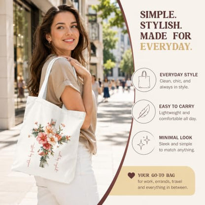 Christian Canvas Tote Bag, Bible Verse Reusable Shopping Bag - color: Christ