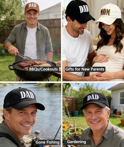 Dad Hats for Men, 3D Embroidered Dad Baseball Cap - color: Black