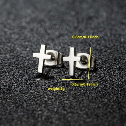 Stainless Steel Cross Small Earrings Set for Women Men Minimalist Religious Faith Mini Crucifix Lightweight Tiny Sleeper Stud Earrings for Easter Christian Baptism Birthday Christmas Fashion Jewelry