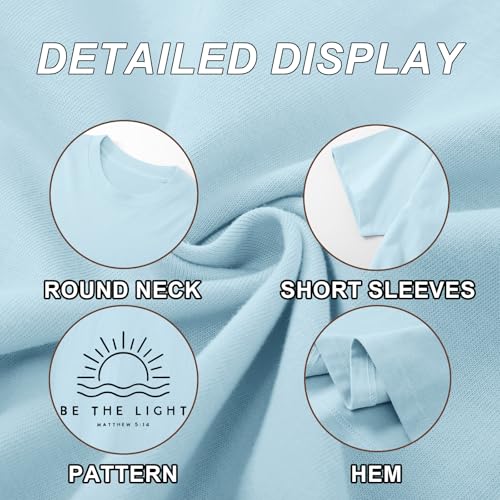 Sulayesh Christian Be The Light Shirts for Women Bible Verse Shirts Jesus Religious Faith Tshirts Inspirational Tees Tops - color: Light Blue, size: Medium