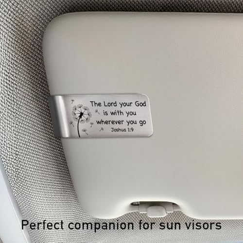 The Lord Your God is with You Joshua 1:9 Visor Clip for Cars Gifts - color: siliver