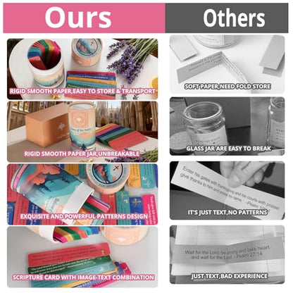 Bible Verse Jar for Women - 60 Scripture Bright Color Cards for 6 Emotions