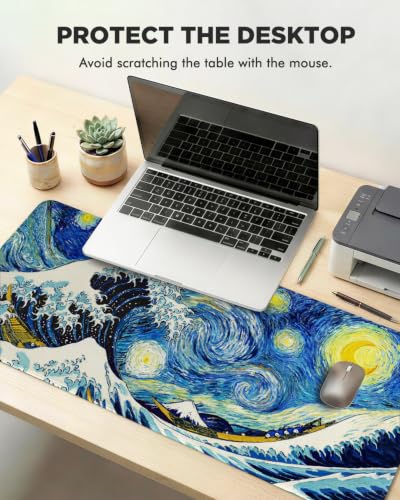 Mouse Pad, Desk Mat, 31.5x11.8in Large Mousepad, Starry Waves - color: Starry Waves