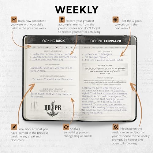 Prazoli Christian Bible Prayer Journal For MEN 9-Month Refill - Study Scripture Notebook & Planner Daily Devotional Undated | Religious Jesus Faith Gifts for Graduation, Pastor Baptism & Church - color: Men's Refill - 9 Months