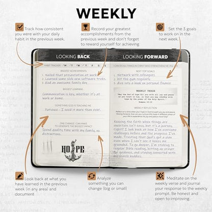Prazoli Christian Bible Prayer Journal For MEN 9-Month Refill - Study Scripture Notebook & Planner Daily Devotional Undated | Religious Jesus Faith Gifts for Graduation, Pastor Baptism & Church - color: Men's Refill - 9 Months