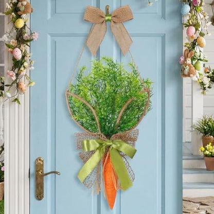 Cinnvoice Easter Carrot Wreath Artificial Front Door Wreath - style: Easter Carrot