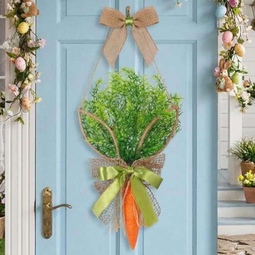 Cinnvoice Easter Carrot Wreath Artificial Front Door Wreath - style: Easter Carrot