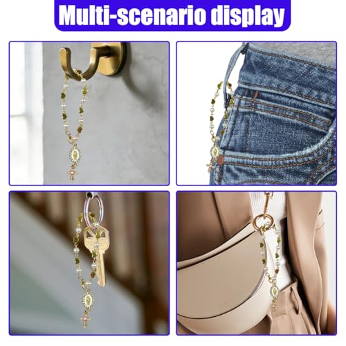 Heart & Rosary Car Steering Wheel Rosary Charm, Alloy Cross Religious Rear View Mirror Charm, Personalized Car Mirror Hanging Accessories for Most Cars (Heart) - size: Heart
