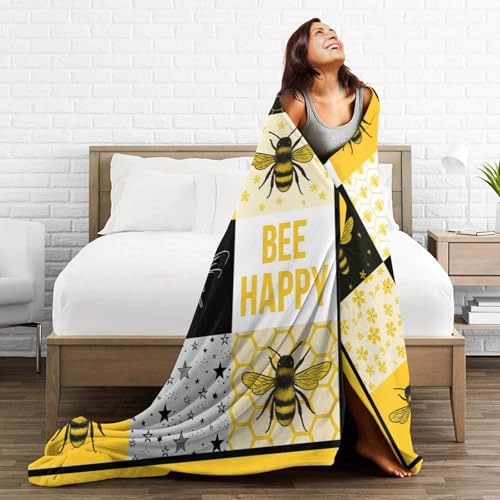 Bee Soft Cozy Blanket Bees Throw Blanket Super Plush Warm Stuff Lightweight Fleece Flannel Blankets Gifts for Women Girls Kids Adults 80"x60" - color: Bee, size: 80"x60"