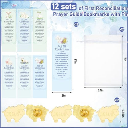 Supervitae 12 Set First Reconciliation Pin Gifts Jesus Sheep Pins Bookmarks - style: First Reconciliation
