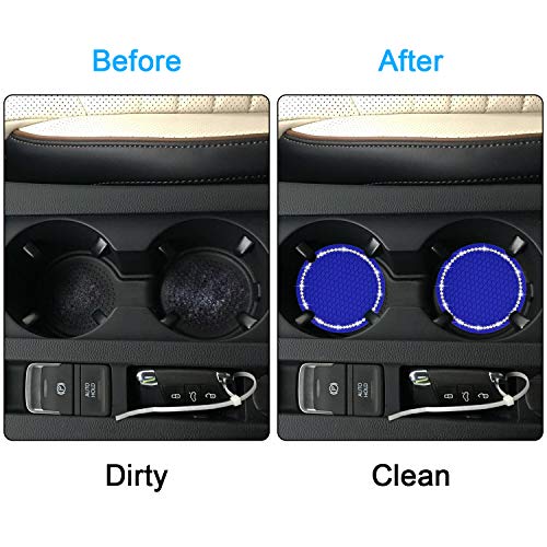 Wisdompro Bling Car Coasters, 2 Pack 2.75" Diameter Car Cup Coaster, Blue - color: Blue
