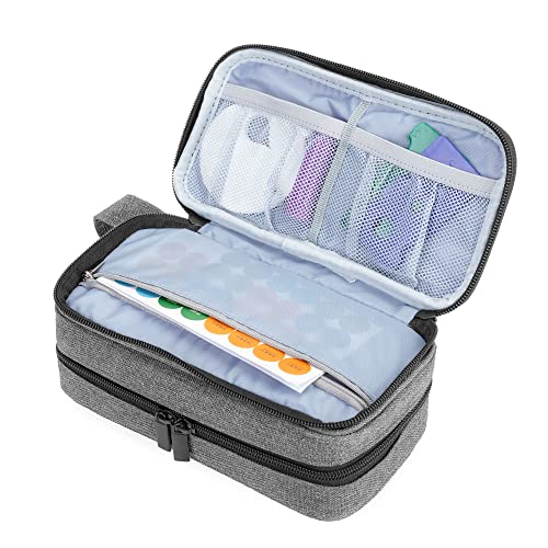 LUXJA Double-Layer Essential Oil Case Holds 12 Bottles, Gray - color: Gray