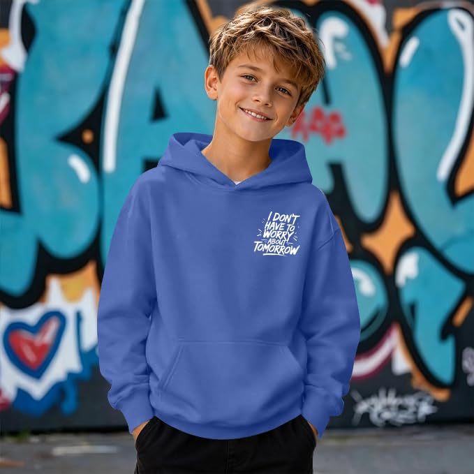 Boys Christian Inspirational Faith Graphic Pullover Hoodie - color: Blue, size: 7-8 Years