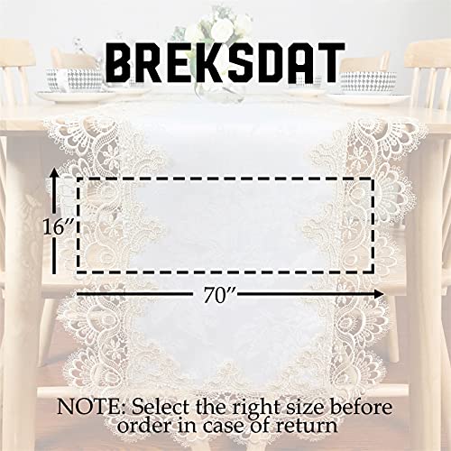 Lace Tablecloth Rectangle Fabric Washable Beige 16x70inch - color: H17191-beige-1, size: 16*70