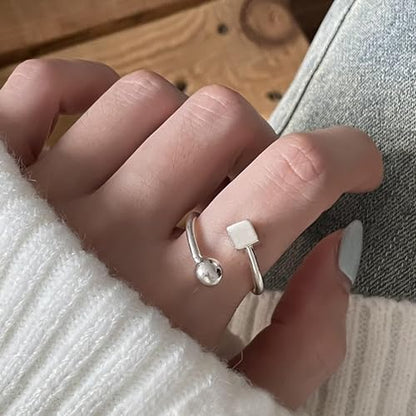 Handmade Rings 925 Sterling Silver Band Ring Adjustable Open Knuckle Rings Thumb Ring Statement Rings for Women Minimalist Jewelry - color: Pattern 7