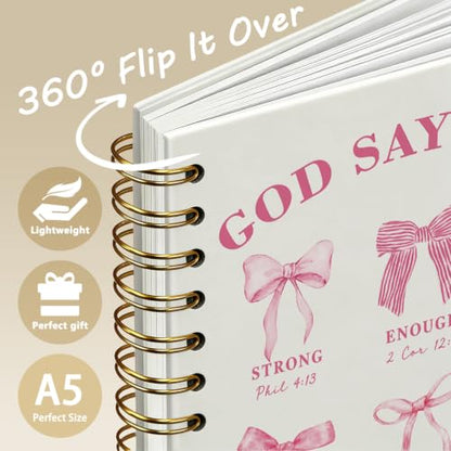 Cute Christian Pink Bow Notebook Bible Journal for Women Teen Girl - color: Christian Pink Bow -(A5)