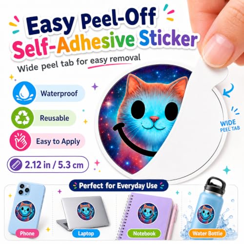 Smiley Face Stickers for Kids, 50 Pcs, 2.12 Inch Large Waterproof - color: Multicolor