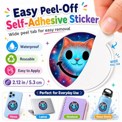 Smiley Face Stickers for Kids, 50 Pcs, 2.12 Inch Large Waterproof - color: Multicolor