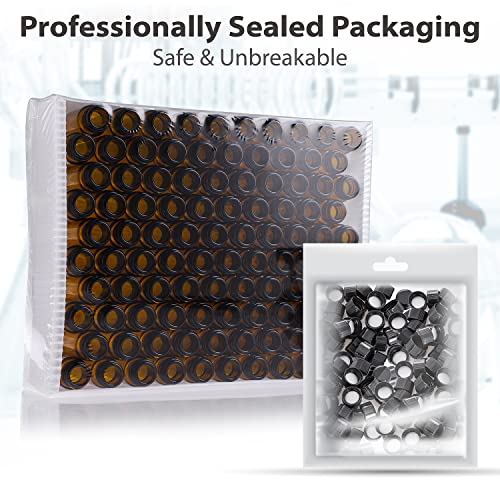 FOUR E'S SCIENTIFIC 1 Dram Amber Glass Vials, 4ml Sample Vials 100 Pack - size: 4ml Amber